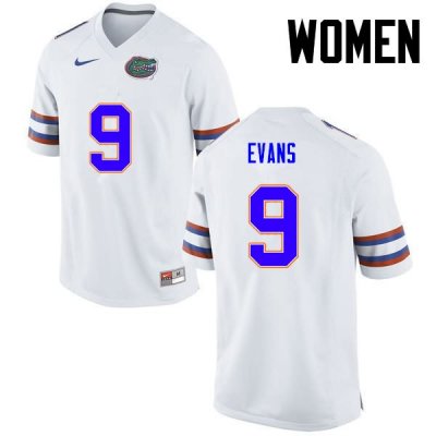 Women's Florida Gators #9 Josh Evans NCAA Nike White Authentic Stitched College Football Jersey ARQ1162FV